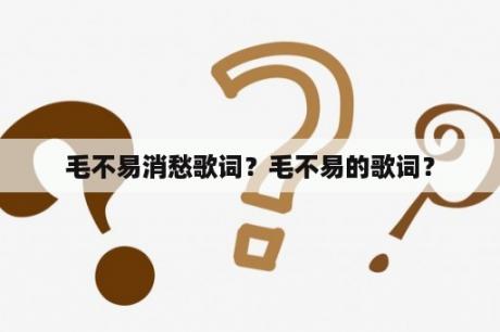 毛不易消愁歌词？毛不易的歌词？