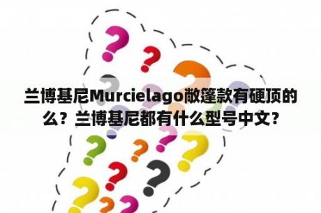 兰博基尼Murcielago敞篷款有硬顶的么？兰博基尼都有什么型号中文？