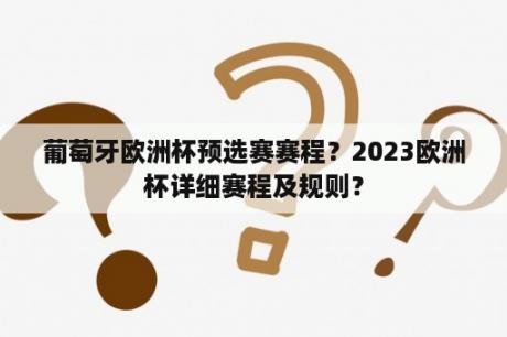 葡萄牙欧洲杯预选赛赛程？2023欧洲杯详细赛程及规则？