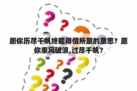 愿你历尽千帆终能得偿所愿的意思？愿你乘风破浪,过尽千帆？