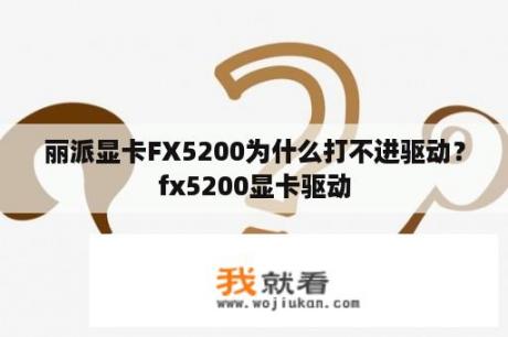 丽派显卡FX5200为什么打不进驱动？fx5200显卡驱动