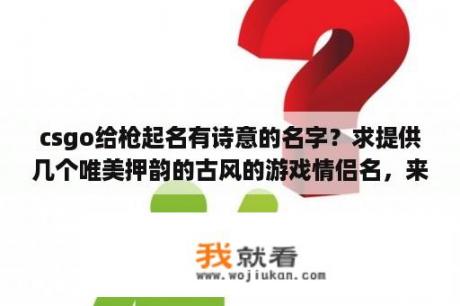 csgo给枪起名有诗意的名字？求提供几个唯美押韵的古风的游戏情侣名，来源无所谓？