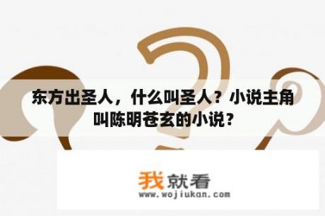 东方出圣人，什么叫圣人？小说主角叫陈明苍玄的小说？