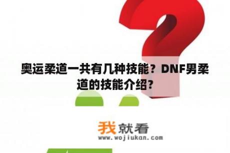 奥运柔道一共有几种技能？DNF男柔道的技能介绍？