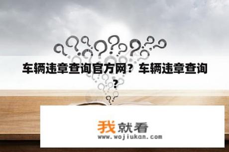 车辆违章查询官方网？车辆违章查询？