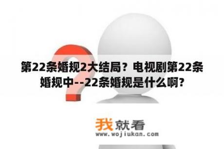 第22条婚规2大结局？电视剧第22条婚规中--22条婚规是什么啊？