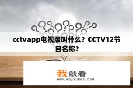 cctvapp电视版叫什么？CCTV12节目名称？