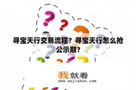 寻宝天行交易流程？寻宝天行怎么抢公示期？