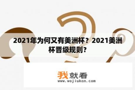 2021年为何又有美洲杯？2021美洲杯晋级规则？