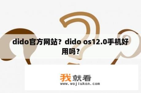 dido官方网站？dido os12.0手机好用吗？