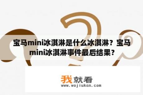 宝马mini冰淇淋是什么冰淇淋？宝马mini冰淇淋事件最后结果？