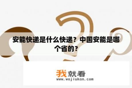 安能快递是什么快递？中国安能是哪个省的？