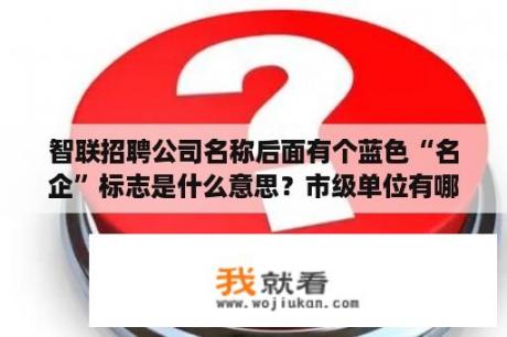 智联招聘公司名称后面有个蓝色“名企”标志是什么意思？市级单位有哪些？