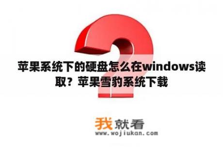 苹果系统下的硬盘怎么在windows读取？苹果雪豹系统下载