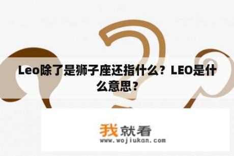 Leo除了是狮子座还指什么？LEO是什么意思？