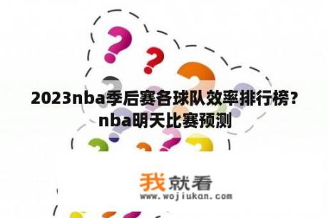 2023nba季后赛各球队效率排行榜？nba明天比赛预测