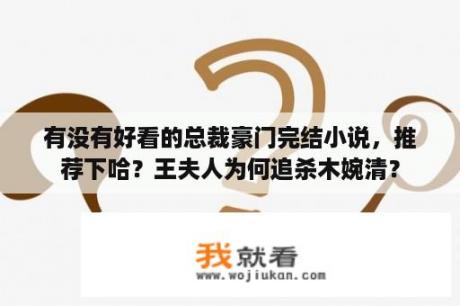 有没有好看的总裁豪门完结小说，推荐下哈？王夫人为何追杀木婉清？