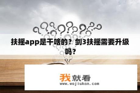 扶摇app是干啥的？剑3扶摇需要升级吗？