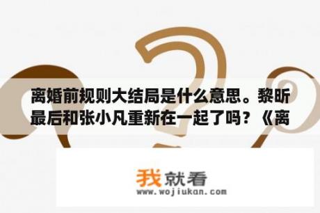 离婚前规则大结局是什么意思。黎昕最后和张小凡重新在一起了吗？《离婚前规则》文浩两口子结局？