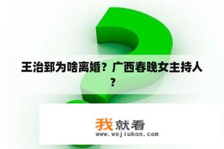 王治郅为啥离婚？广西春晚女主持人？