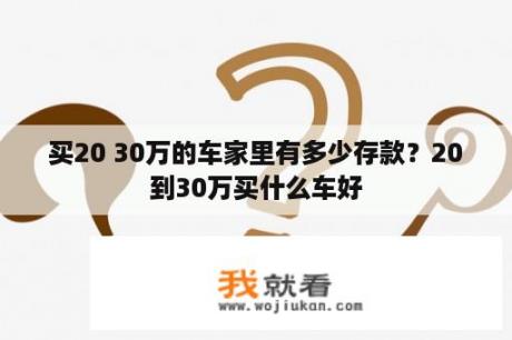 买20 30万的车家里有多少存款？20到30万买什么车好