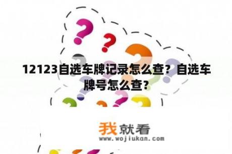 12123自选车牌记录怎么查？自选车牌号怎么查？