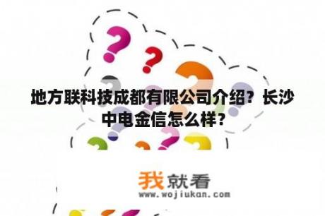 地方联科技成都有限公司介绍？长沙中电金信怎么样？