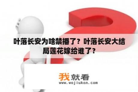 叶落长安为啥禁播了？叶落长安大结局莲花嫁给谁了？