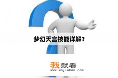 梦幻天宫技能详解？