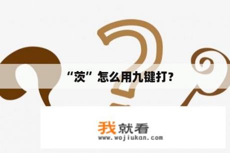 “茨”怎么用九键打？