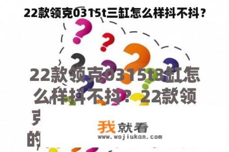 22款领克0315t三缸怎么样抖不抖？