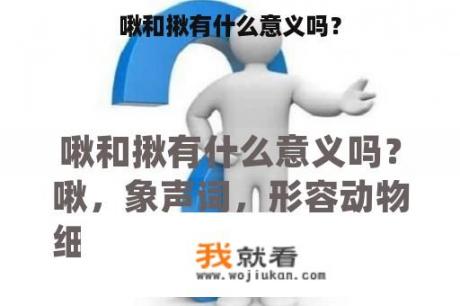啾和揪有什么意义吗？
