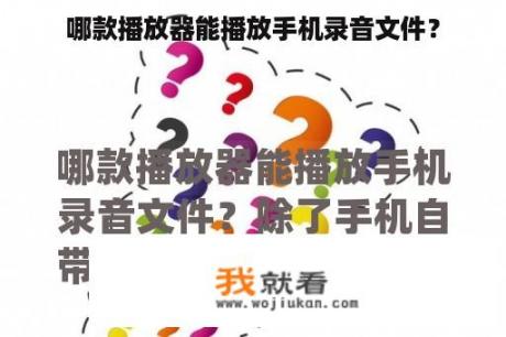 哪款播放器能播放手机录音文件？