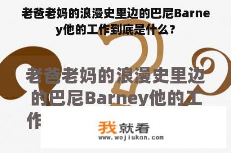 老爸老妈的浪漫史里边的巴尼Barney他的工作到底是什么？