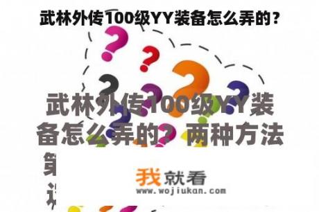 武林外传100级YY装备怎么弄的？