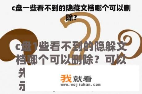 c盘一些看不到的隐藏文档哪个可以删除？