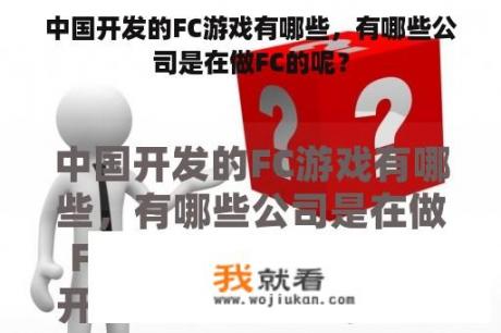 中国开发的FC游戏有哪些，有哪些公司是在做FC的呢？