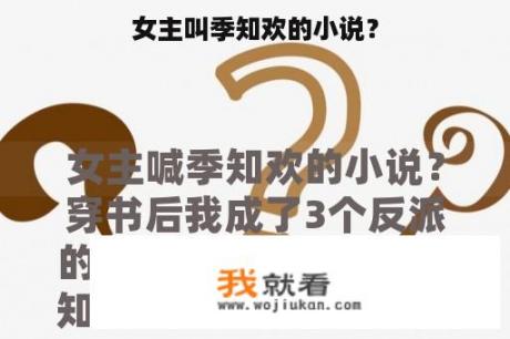 女主叫季知欢的小说？