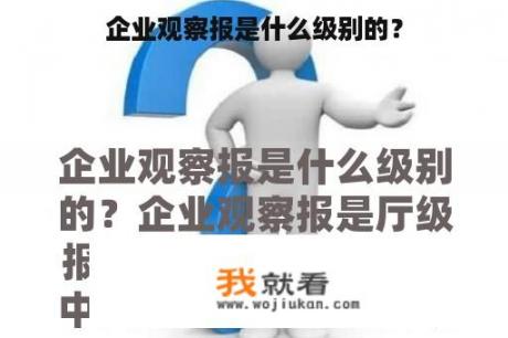 企业观察报是什么级别的？