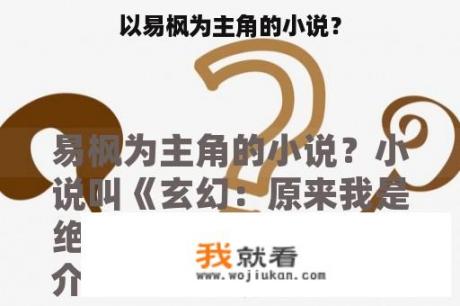 以易枫为主角的小说？