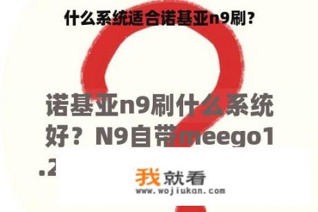 什么系统适合诺基亚n9刷？