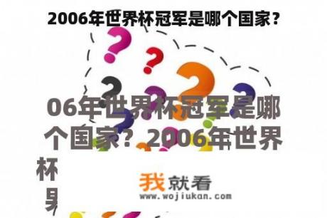 2006年世界杯冠军是哪个国家？