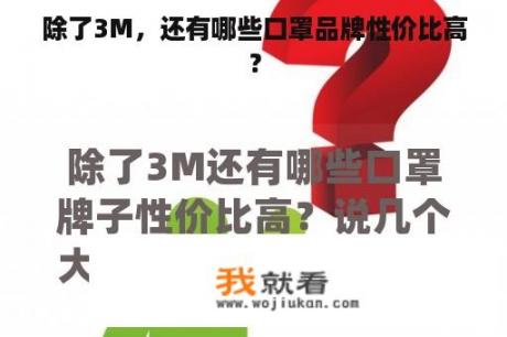 除了3M，还有哪些口罩品牌性价比高？