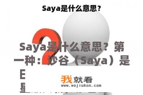 Saya是什么意思？