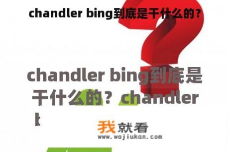 chandler bing到底是干什么的？