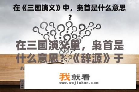在《三国演义》中，枭首是什么意思？