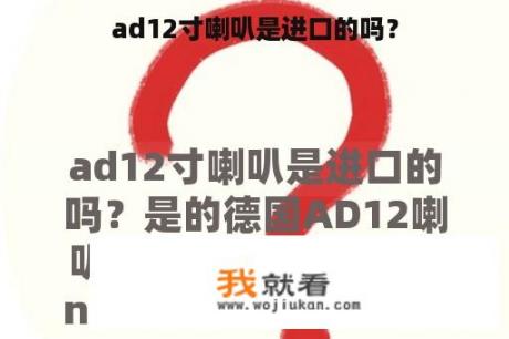 ad12寸喇叭是进口的吗？