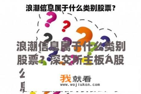 浪潮信息属于什么类别股票？