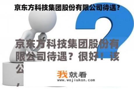 京东方科技集团股份有限公司待遇？