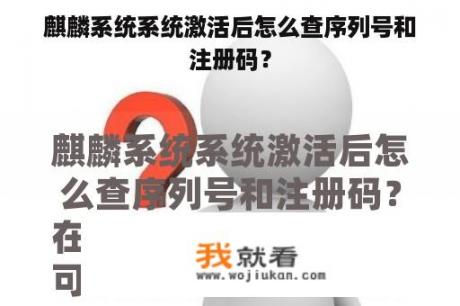 麒麟系统系统激活后怎么查序列号和注册码？